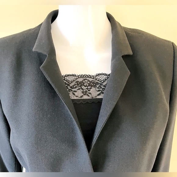 Zara Black Wool Blazer Black Fur Trims Two Buttons Front Closure US 10 - Picture 4 of 15